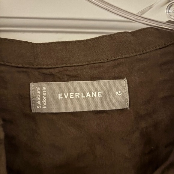 Everlane Olive Green Textured Button-Up Dress - Picture 6 of 7